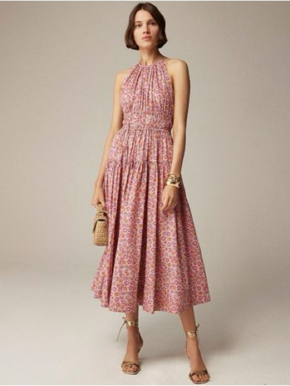 J.Crew Pink Floral Liberty Halter Midi Dress